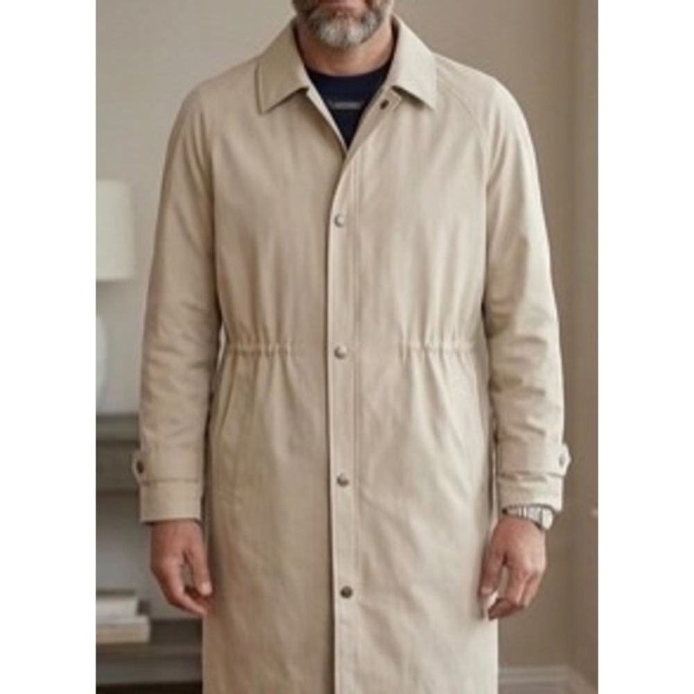 London Fog Mens Beige Lightweight Trench Coat Walking Jacket Size L Regular